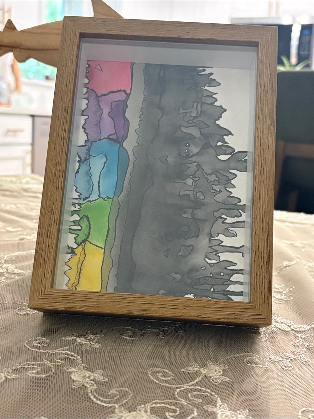 Not everything is black and white. Abstract Watercolor Artwork with Rainbow